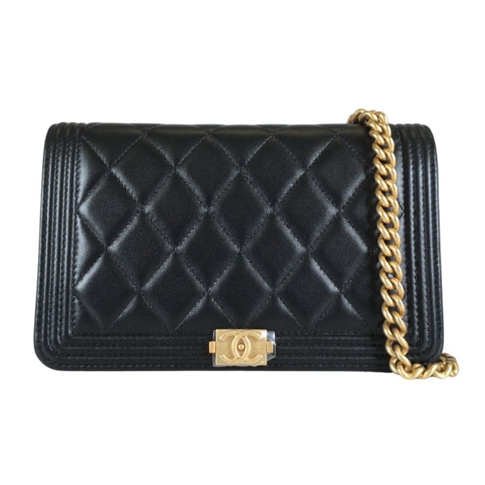Chanel Black and Gold Quilted WOC